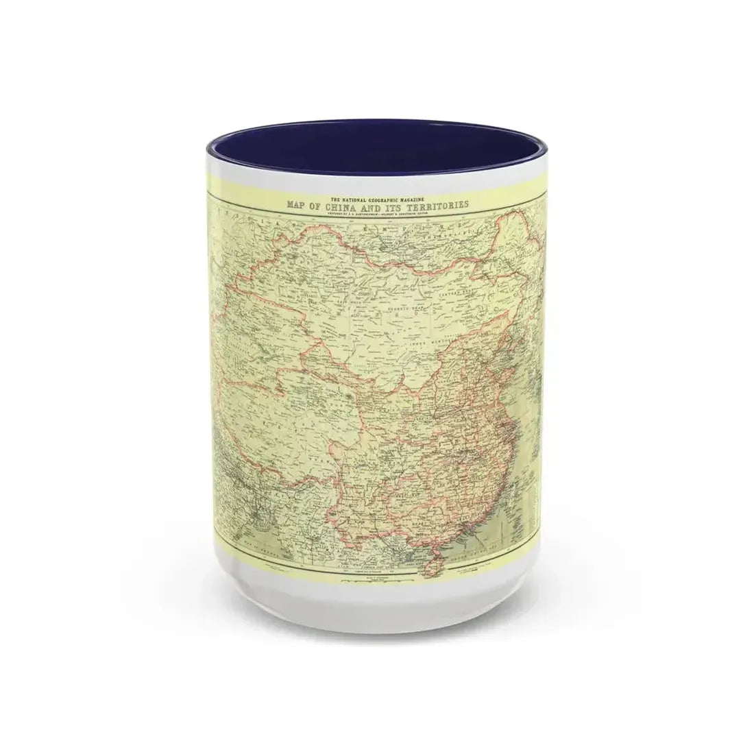 China and its Territories (1912) (Map) Accent Coffee Mug 15oz Navy - Go Mug Yourself