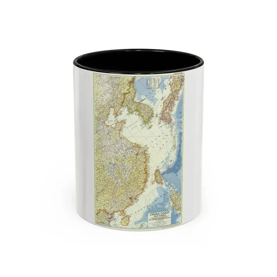 China Coast and Korea (1953) (Map) Accent Coffee Mug 11oz Black - Go Mug Yourself