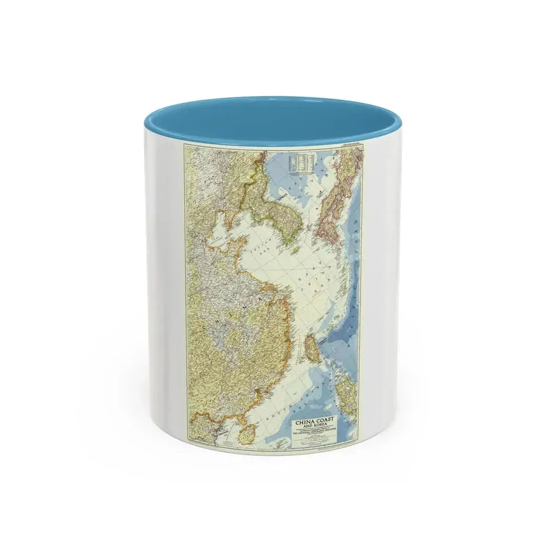 China Coast and Korea (1953) (Map) Accent Coffee Mug 11oz Light Blue - Go Mug Yourself