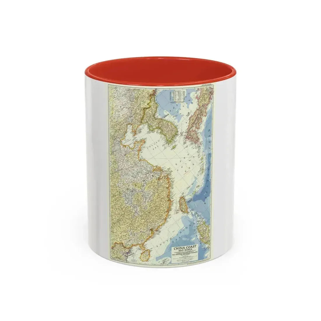 China Coast and Korea (1953) (Map) Accent Coffee Mug 11oz Red - Go Mug Yourself