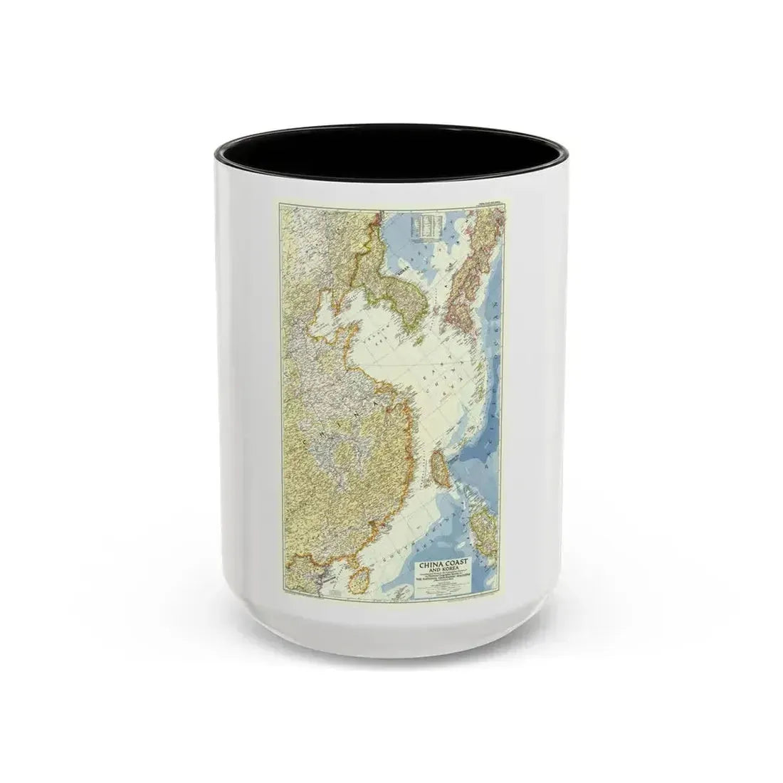 China Coast and Korea (1953) (Map) Accent Coffee Mug 15oz Black - Go Mug Yourself