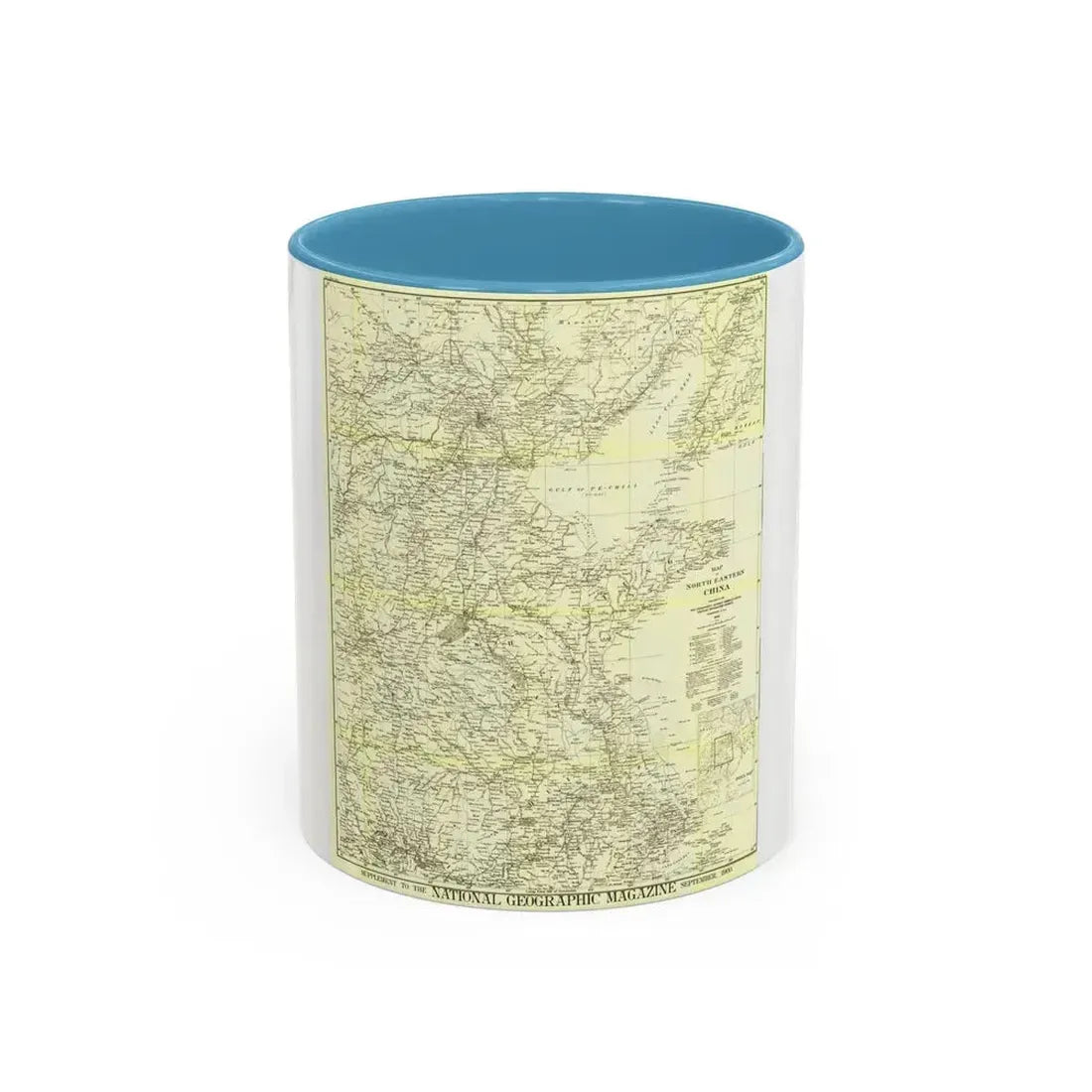 China, North Eastern (1900) (Map) Accent Coffee Mug 11oz Light Blue - Go Mug Yourself