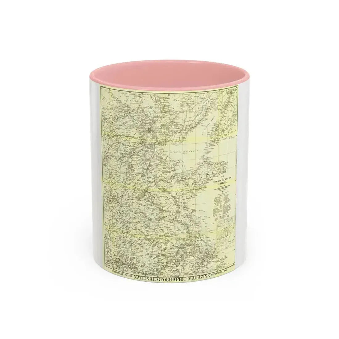 China, North Eastern (1900) (Map) Accent Coffee Mug 11oz Pink - Go Mug Yourself