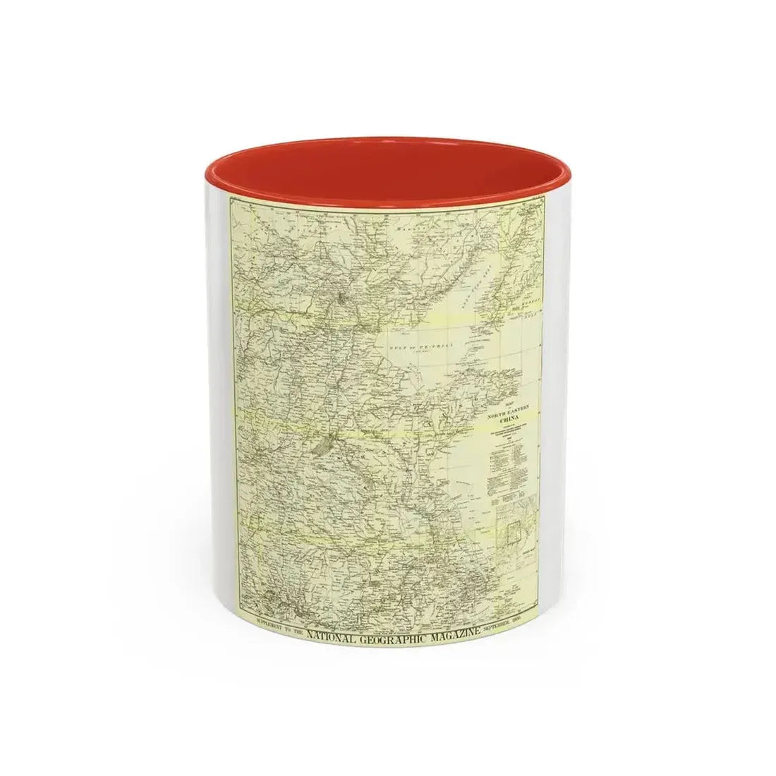 China, North Eastern (1900) (Map) Accent Coffee Mug 11oz Red - Go Mug Yourself