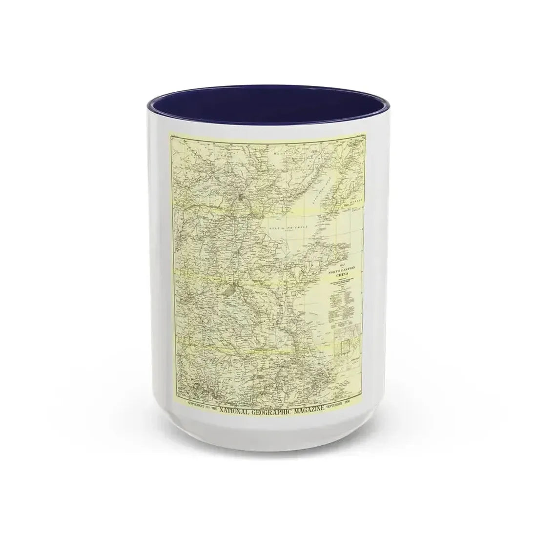 China, North Eastern (1900) (Map) Accent Coffee Mug 15oz Navy - Go Mug Yourself