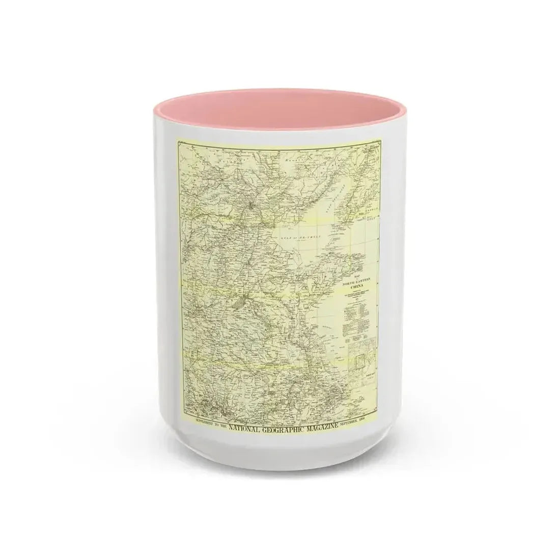 China, North Eastern (1900) (Map) Accent Coffee Mug 15oz Pink - Go Mug Yourself