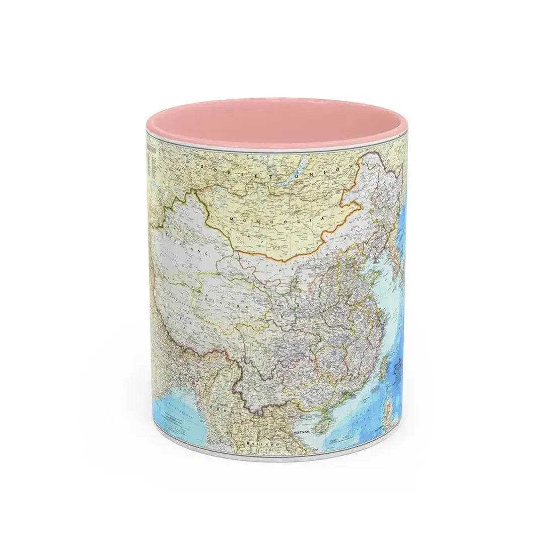 China - The People's Republic (1980) (Map) Accent Coffee Mug 11oz Pink - Go Mug Yourself