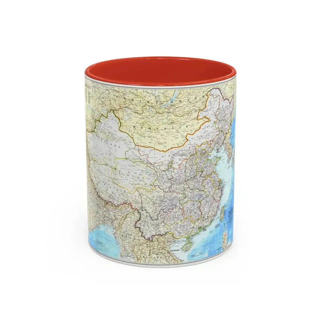 China - The People's Republic (1980) (Map) Accent Coffee Mug 11oz Red - Go Mug Yourself