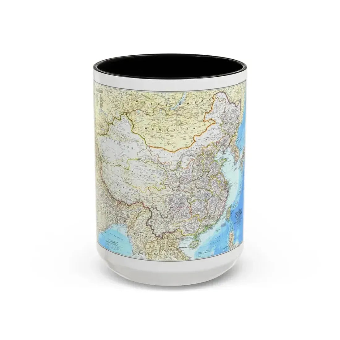 China - The People's Republic (1980) (Map) Accent Coffee Mug 15oz Black - Go Mug Yourself