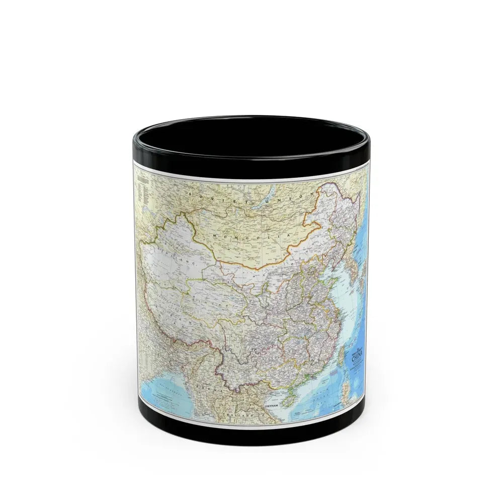 China - The People's Republic (1980) (Map) Black Coffee Mug 11oz - Go Mug Yourself