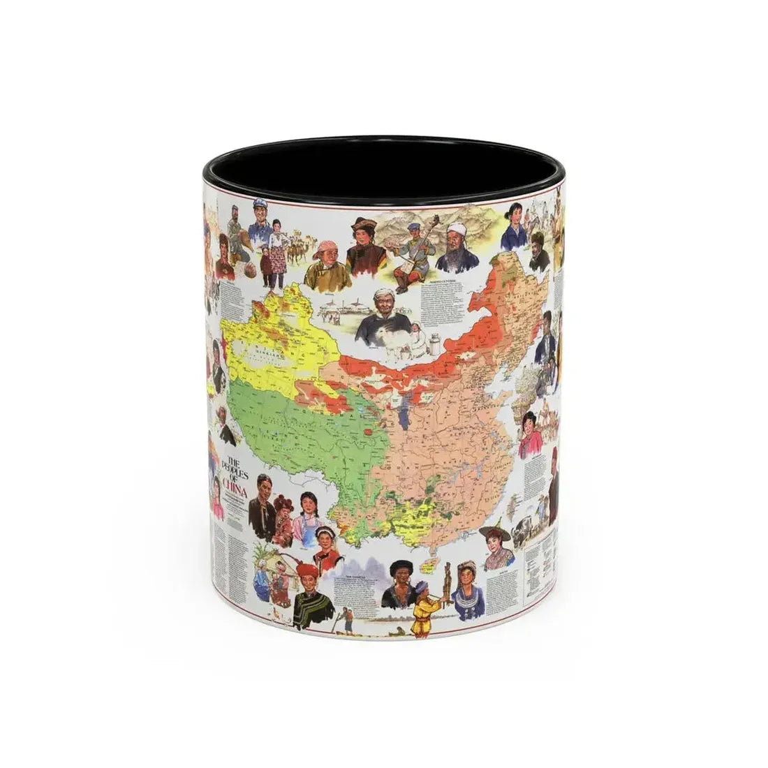 China - The Peoples (1980) (Map) Accent Coffee Mug 11oz Black - Go Mug Yourself