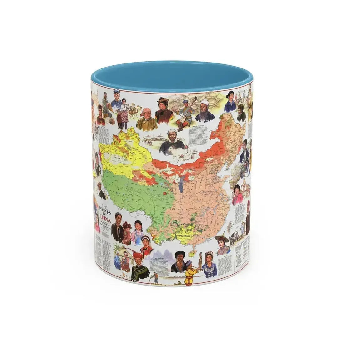 China - The Peoples (1980) (Map) Accent Coffee Mug 11oz Light Blue - Go Mug Yourself