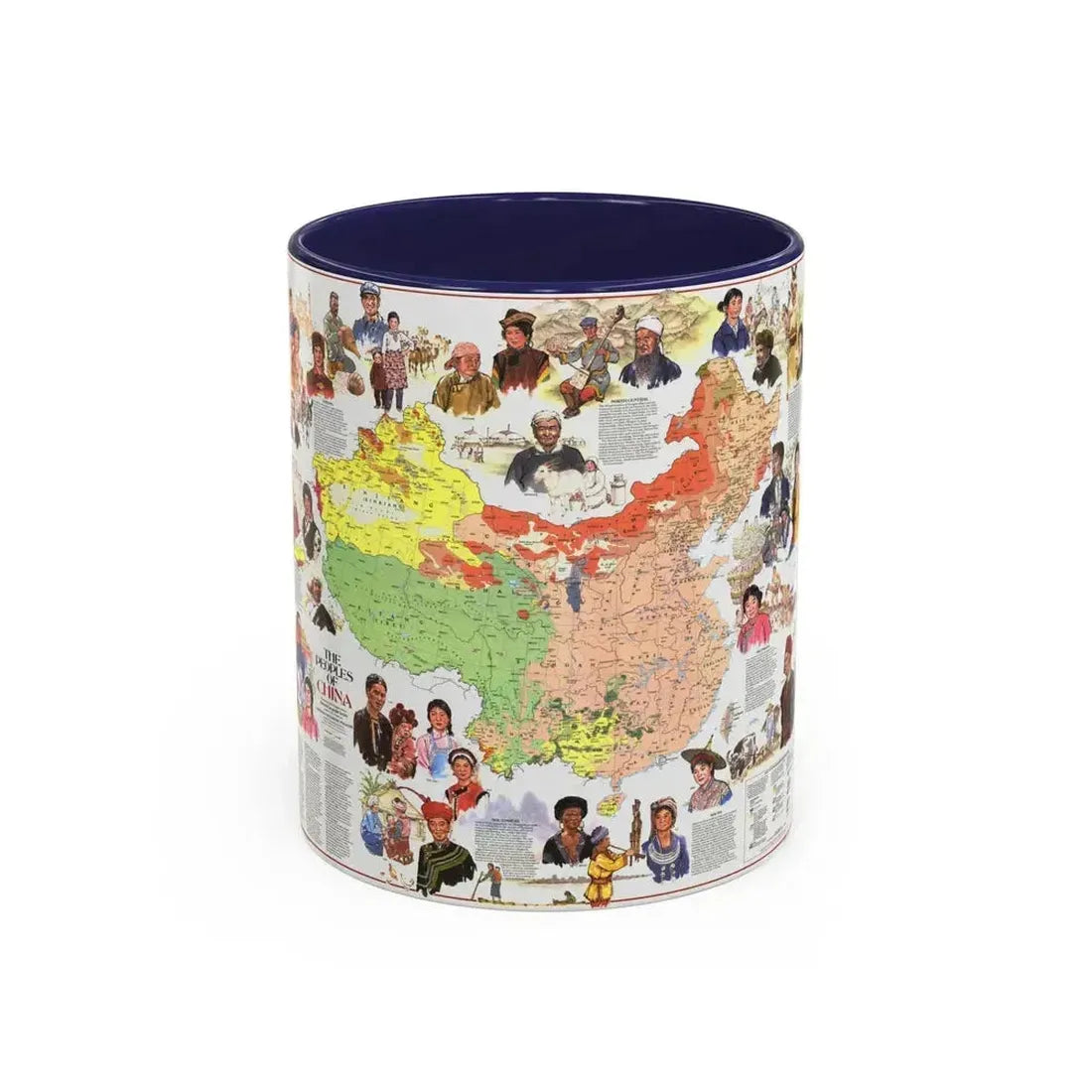 China - The Peoples (1980) (Map) Accent Coffee Mug 11oz Navy - Go Mug Yourself