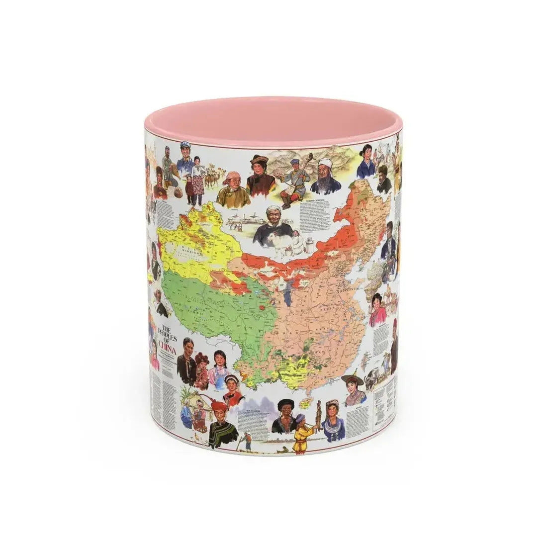 China - The Peoples (1980) (Map) Accent Coffee Mug 11oz Pink - Go Mug Yourself