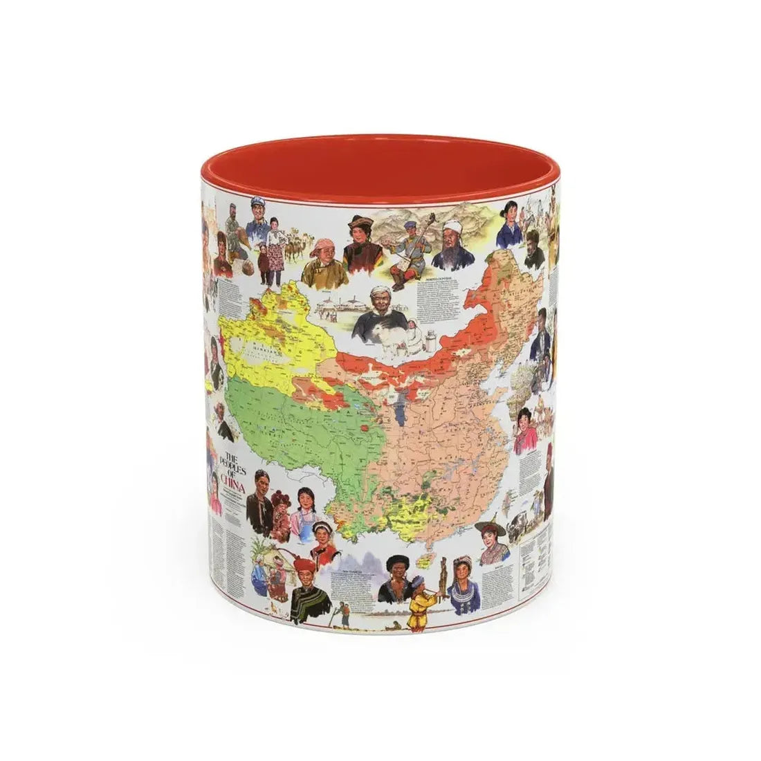 China - The Peoples (1980) (Map) Accent Coffee Mug 11oz Red - Go Mug Yourself