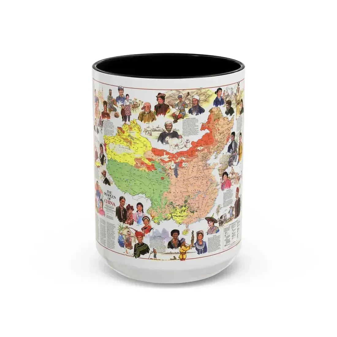 China - The Peoples (1980) (Map) Accent Coffee Mug 15oz Black - Go Mug Yourself