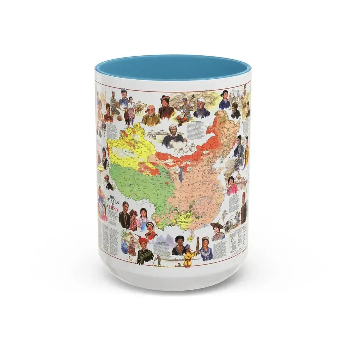 China - The Peoples (1980) (Map) Accent Coffee Mug 15oz Light Blue - Go Mug Yourself