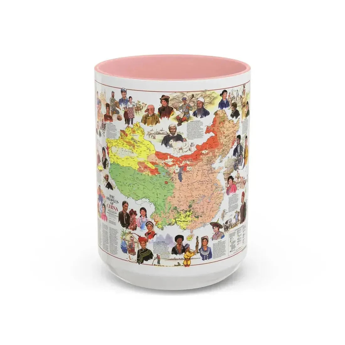 China - The Peoples (1980) (Map) Accent Coffee Mug 15oz Pink - Go Mug Yourself