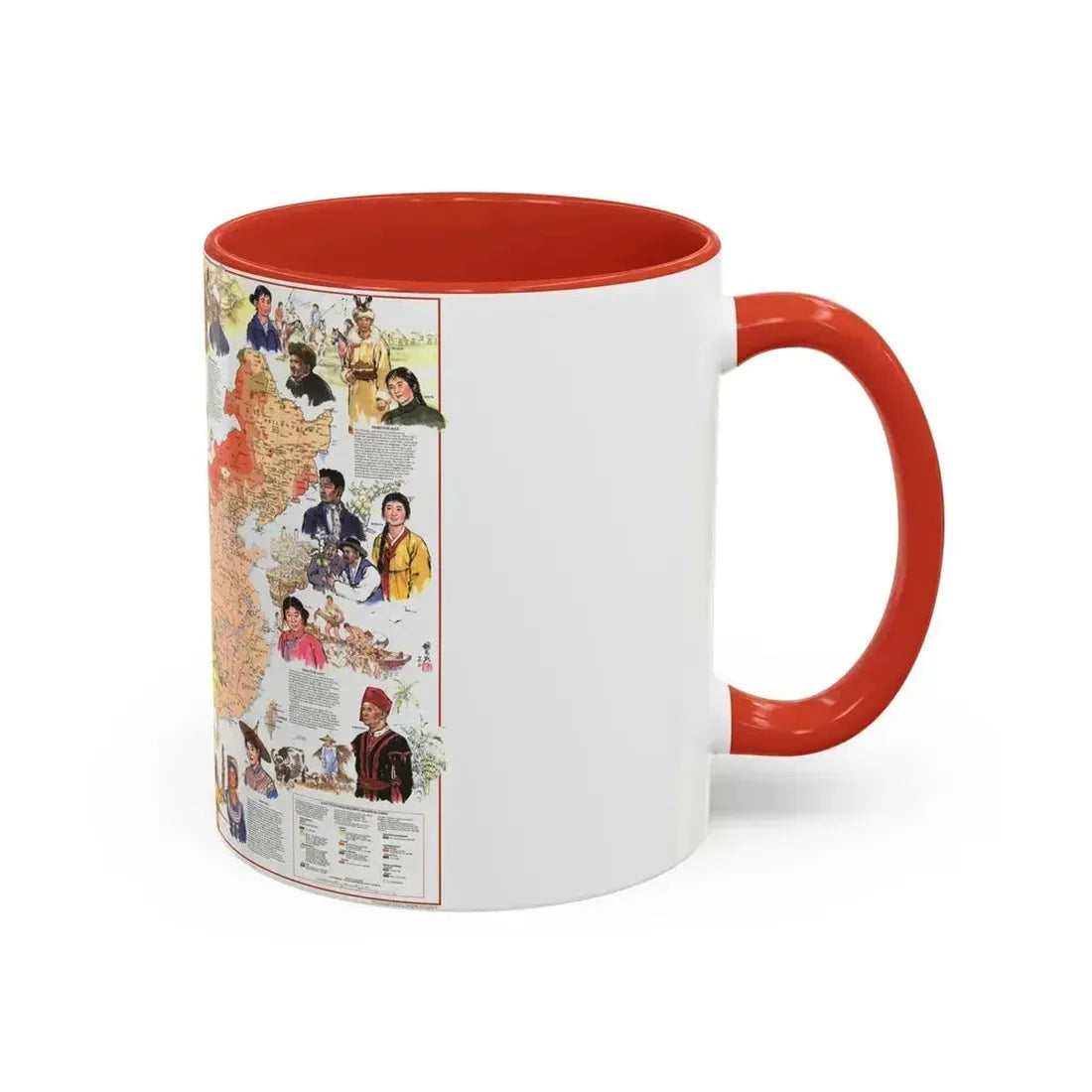 China - The Peoples (1980) (Map) Accent Coffee Mug - Go Mug Yourself