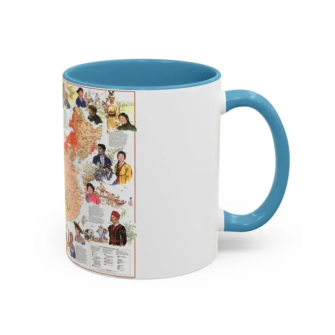 China - The Peoples (1980) (Map) Accent Coffee Mug - Go Mug Yourself