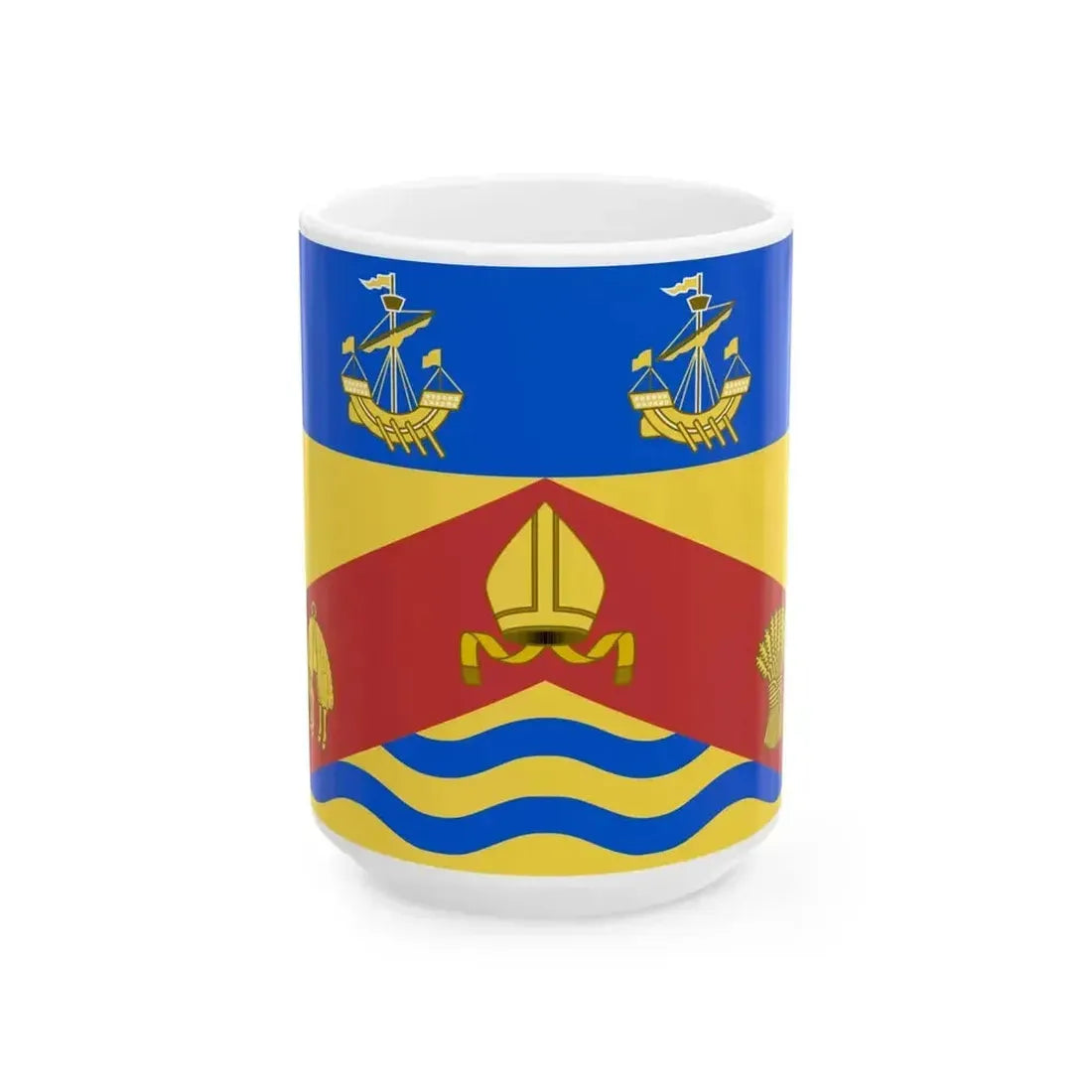 Christchurch heraldic flag (New Zealand) White Coffee Mug 15oz - Go Mug Yourself