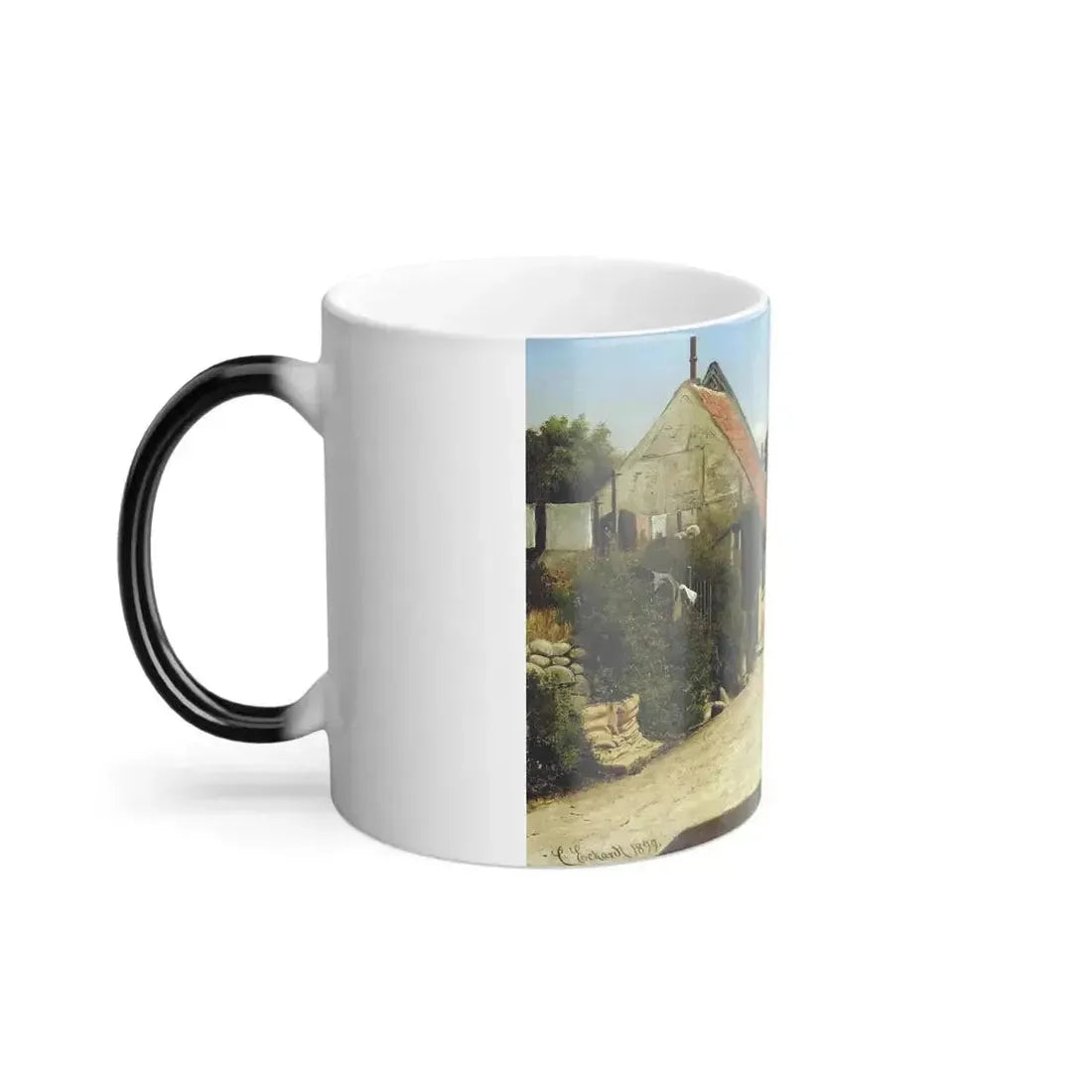 Christian Frederick Emil Eckardt (1832-1914) A street in Kalundborg - Oil on Canvas 1899 - Color Changing Mug 11oz - Go Mug Yourself