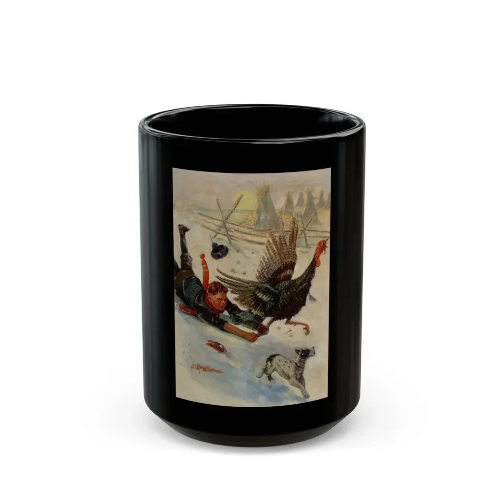 Christmas Turkey, probable magazine cover - Black Coffee Mug 15oz - Go Mug Yourself