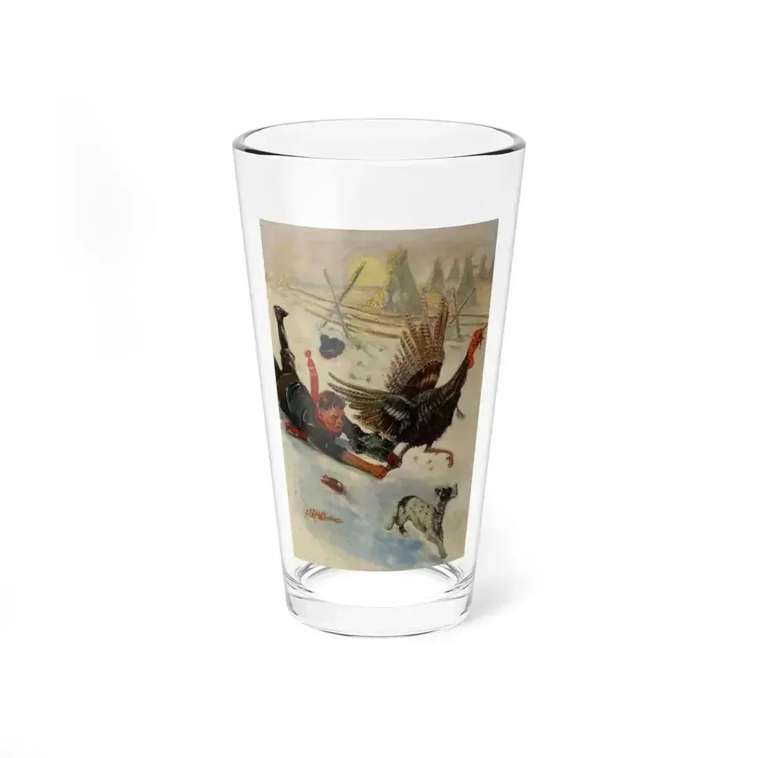 Christmas Turkey, probable magazine cover - Pint Glass 16oz - Go Mug Yourself