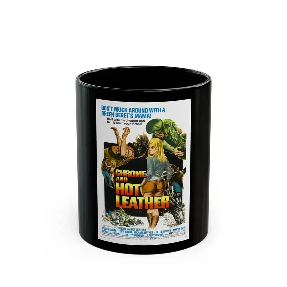 CHROME AND HOT LEATHER 1971 Movie Poster - Black Coffee Mug 11oz - Go Mug Yourself