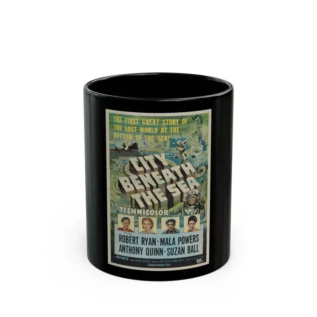 CITY BENEATH THE SEA 1953 Movie Poster - Black Coffee Mug 11oz - Go Mug Yourself