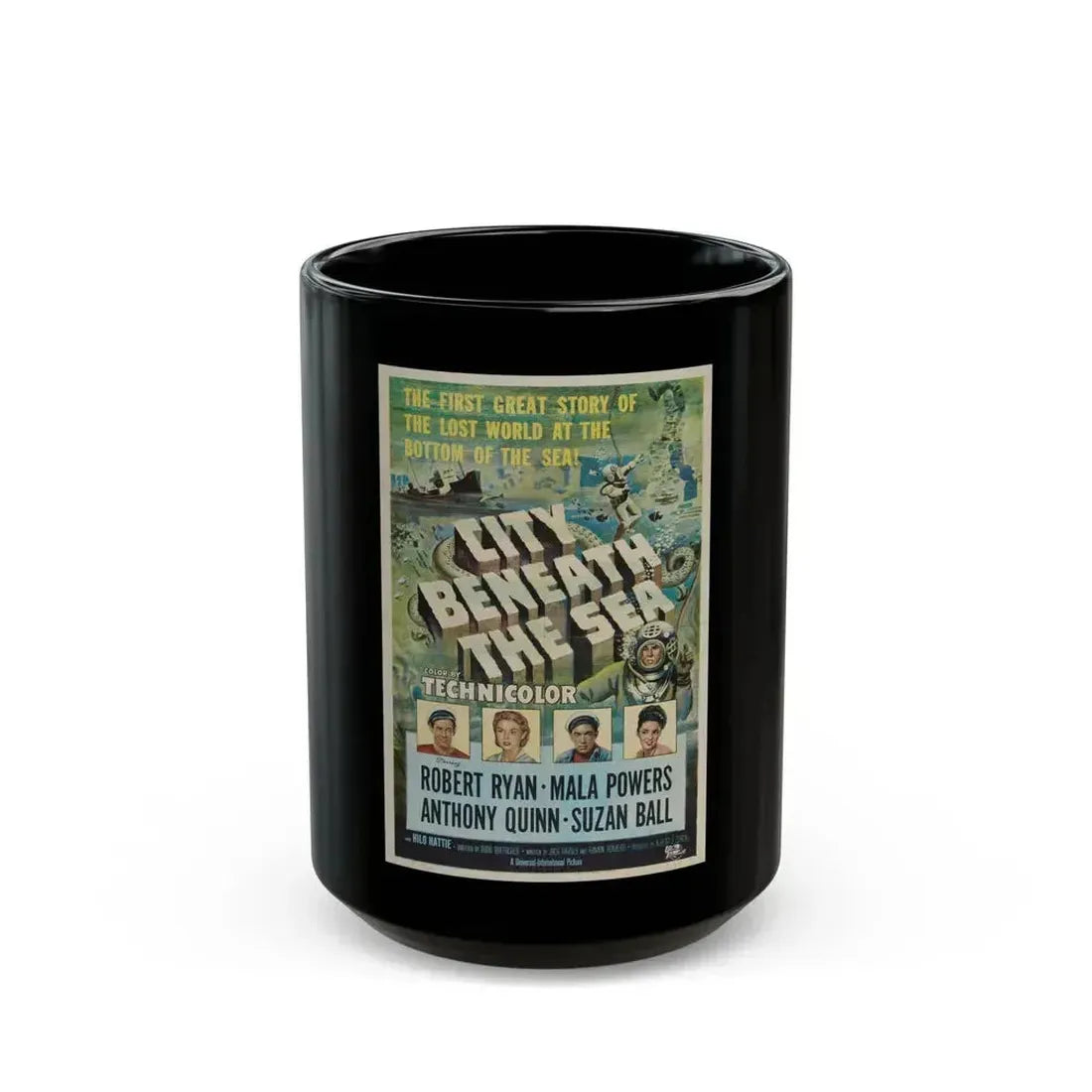 CITY BENEATH THE SEA 1953 Movie Poster - Black Coffee Mug 15oz - Go Mug Yourself
