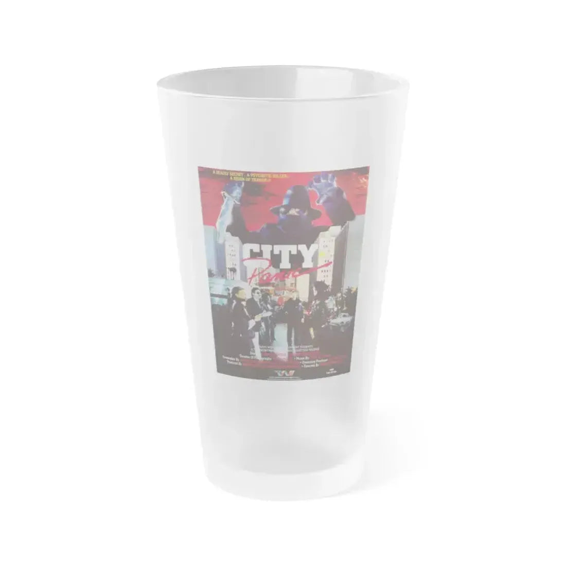 CITY IN PANIC 1986 Movie Poster - Frosted Pint Glass 16oz 16oz Frosted - Go Mug Yourself