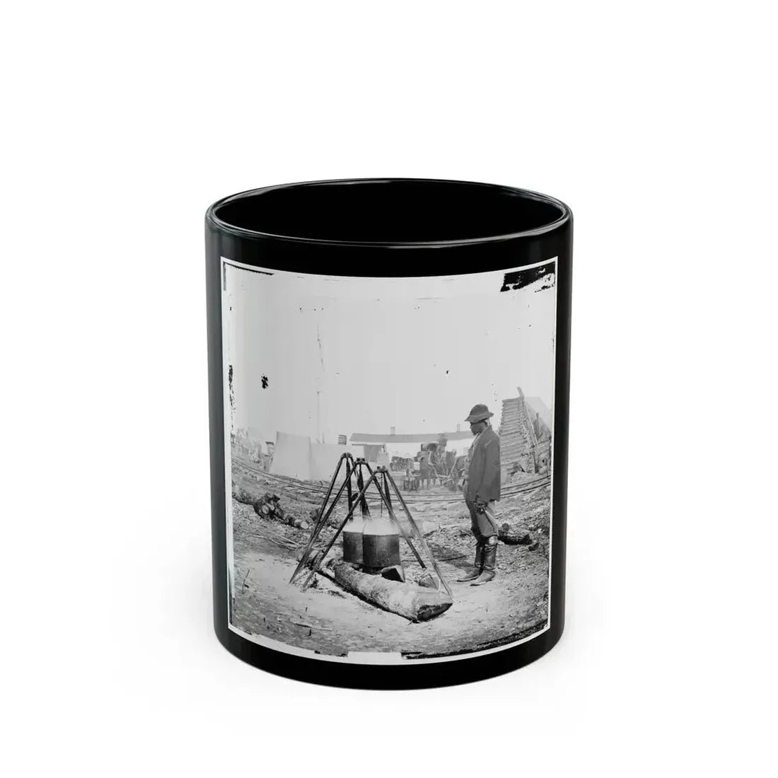 City Point, Va. African American Army Cook At Work (U.S. Civil War) Black Coffee Mug 11oz - Go Mug Yourself