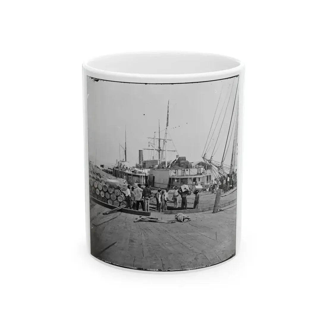 City Point, Va. African Americans Unloading Vessels At Landing (U.S. Civil War) White Coffee Mug 11oz - Go Mug Yourself