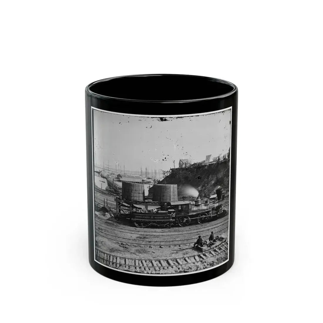 City Point, Va. Another Locomotive At The Same Point (U.S. Civil War) Black Coffee Mug 11oz - Go Mug Yourself