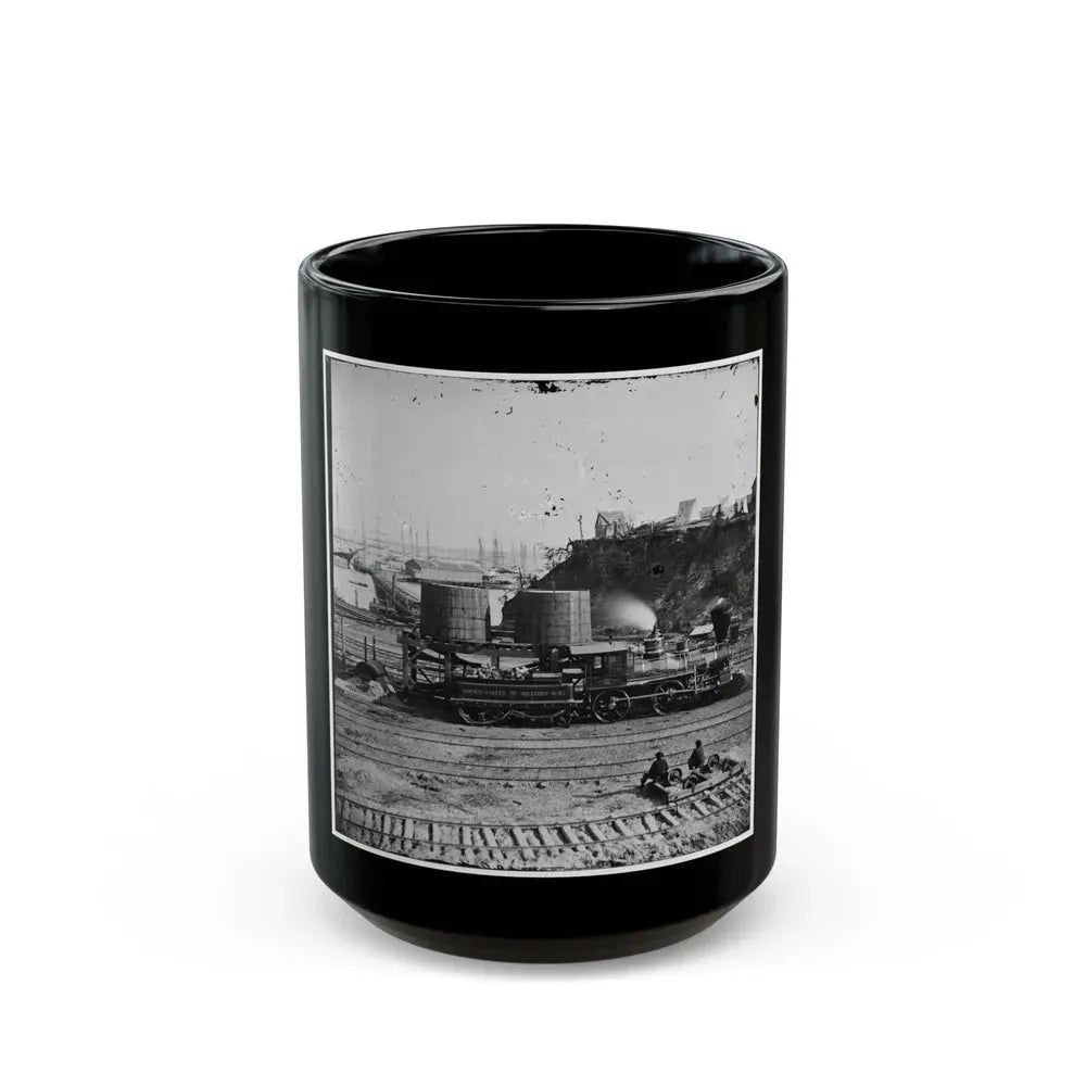 City Point, Va. Another Locomotive At The Same Point (U.S. Civil War) Black Coffee Mug 15oz - Go Mug Yourself