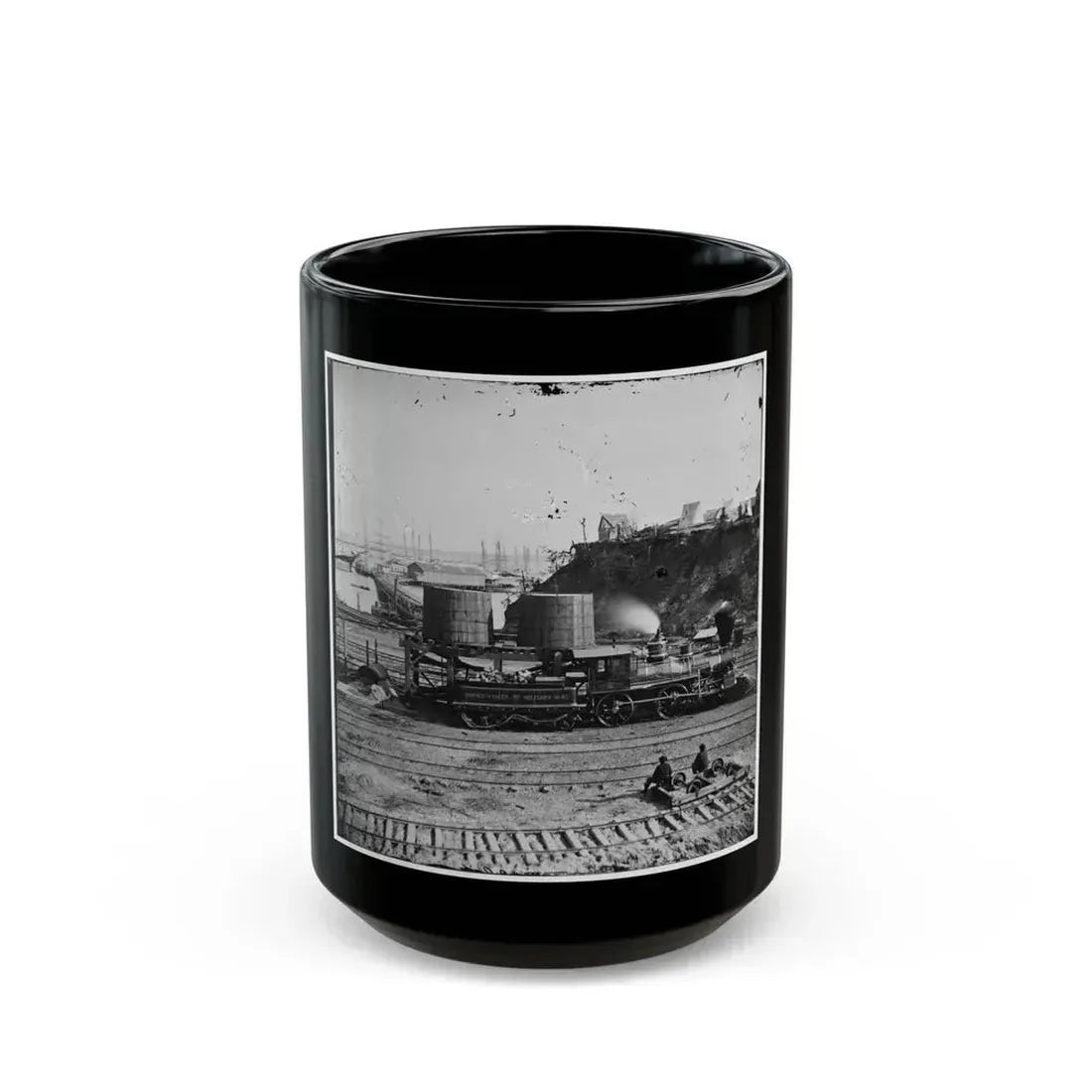 City Point, Va. Another Locomotive At The Same Point (U.S. Civil War) Black Coffee Mug 15oz - Go Mug Yourself