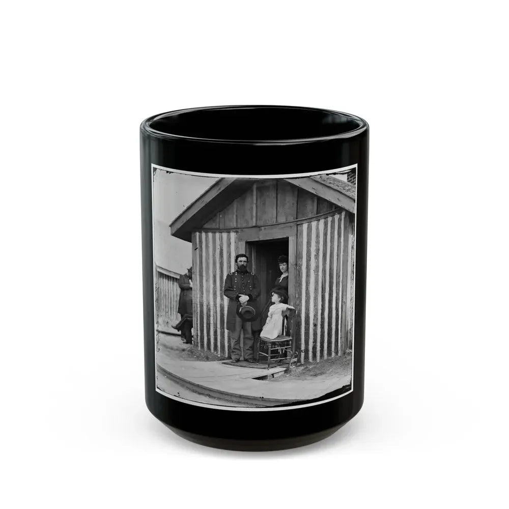 City Point, Va. Brig. Gen. John A. Rawlins, Chief Of Staff, With Wife And Child At Door Of Their Quarters (U.S. Civil War) Black Coffee Mug 15oz - Go Mug Yourself