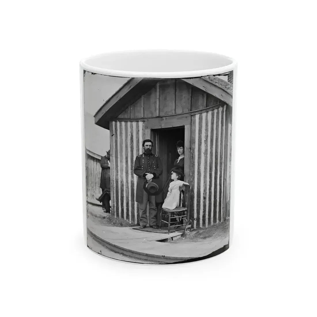 City Point, Va. Brig. Gen. John A. Rawlins, Chief Of Staff, With Wife And Child At Door Of Their Quarters (U.S. Civil War) White Coffee Mug 11oz - Go Mug Yourself