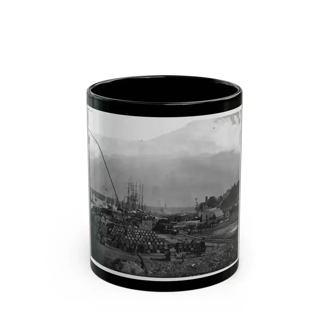 City Point, Va. Federal Supplies Deposited On The Landing (U.S. Civil War) Black Coffee Mug 11oz - Go Mug Yourself