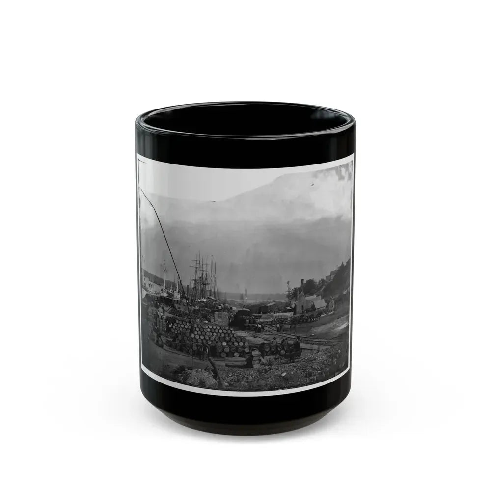 City Point, Va. Federal Supplies Deposited On The Landing (U.S. Civil War) Black Coffee Mug 15oz - Go Mug Yourself