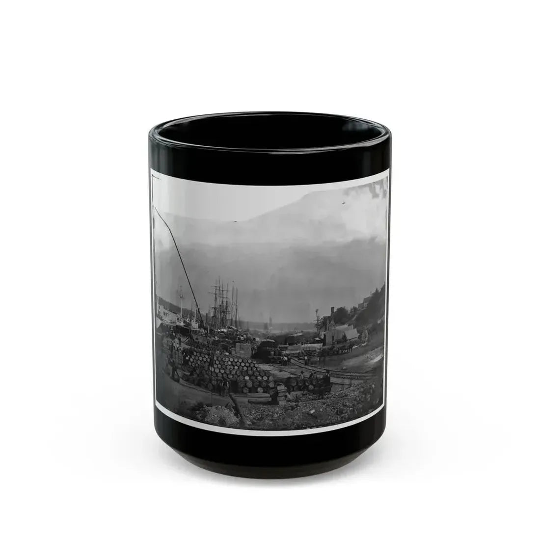 City Point, Va. Federal Supplies Deposited On The Landing (U.S. Civil War) Black Coffee Mug 15oz - Go Mug Yourself