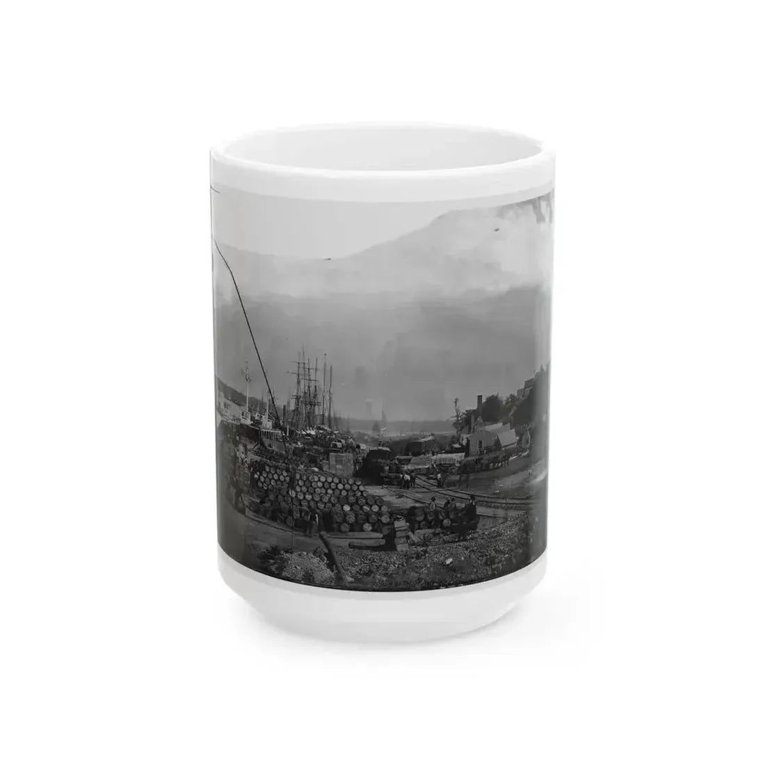 City Point, Va. Federal Supplies Deposited On The Landing (U.S. Civil War) White Coffee Mug 15oz - Go Mug Yourself