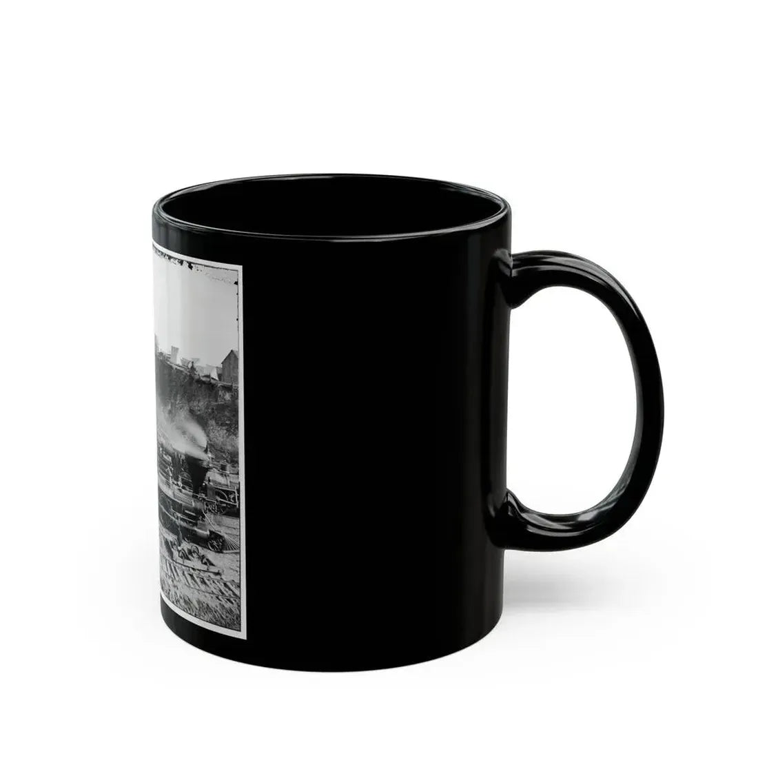 City Point, Va.  Gen. J. C. Robinson  And Other Locomotives Of The U.S. Military Railroad (U.S. Civil War) Black Coffee Mug - Go Mug Yourself