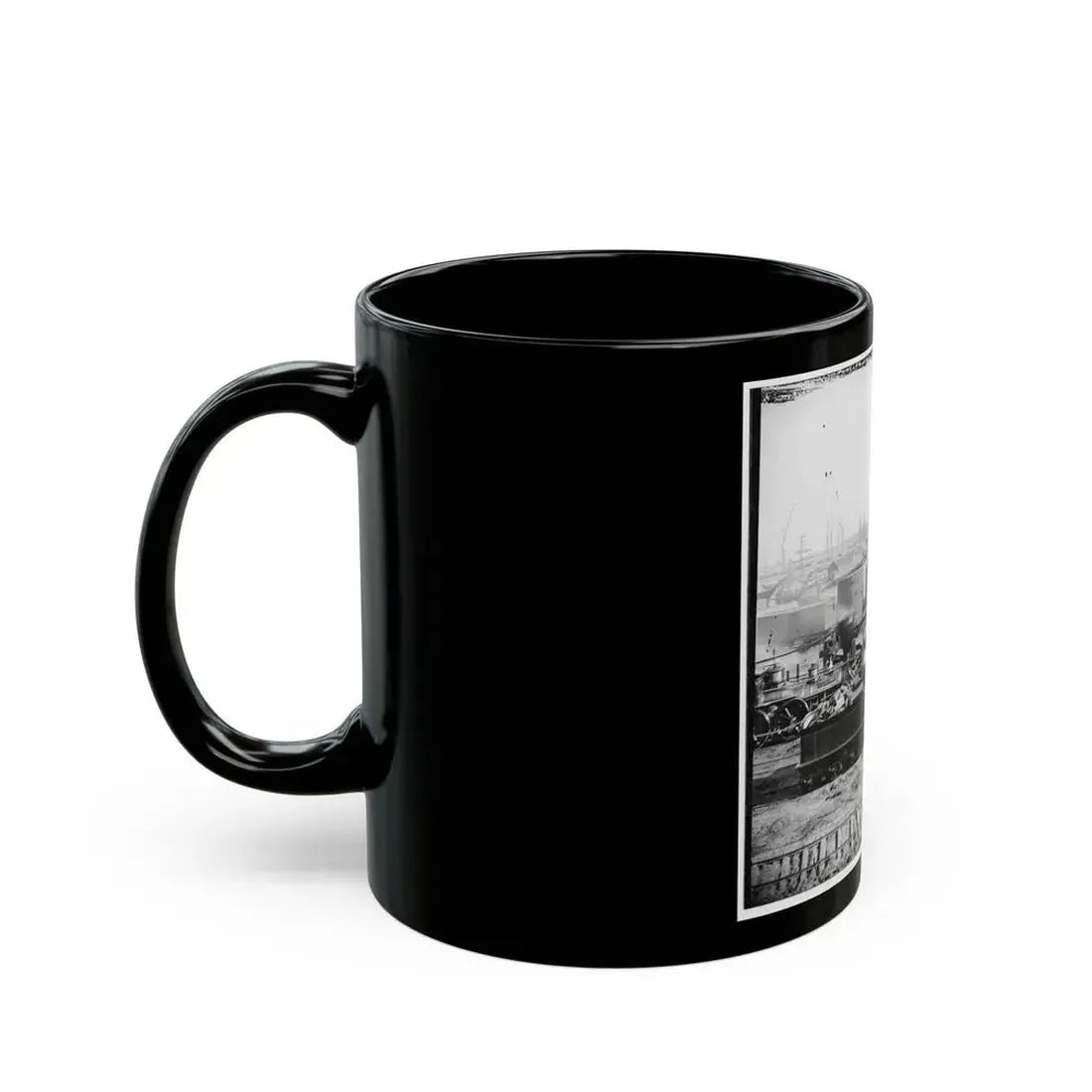 City Point, Va.  Gen. J. C. Robinson  And Other Locomotives Of The U.S. Military Railroad (U.S. Civil War) Black Coffee Mug - Go Mug Yourself