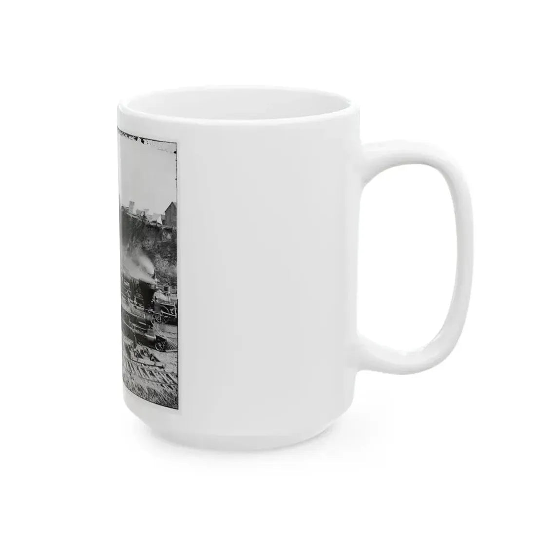 City Point, Va.  Gen. J. C. Robinson  And Other Locomotives Of The U.S. Military Railroad (U.S. Civil War) White Coffee Mug - Go Mug Yourself