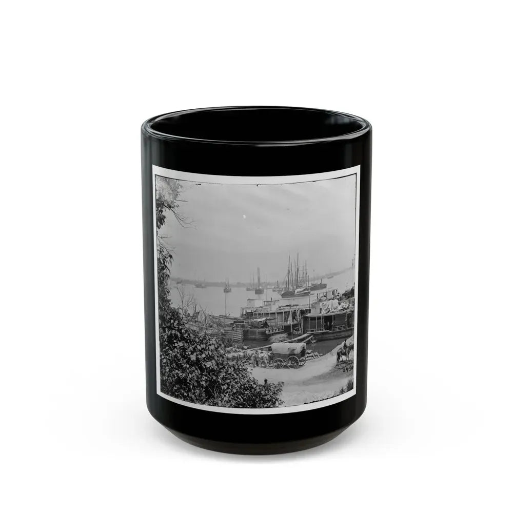 City Point, Va. View Of Waterfront With Federal Supply Boats (U.S. Civil War) Black Coffee Mug 15oz - Go Mug Yourself