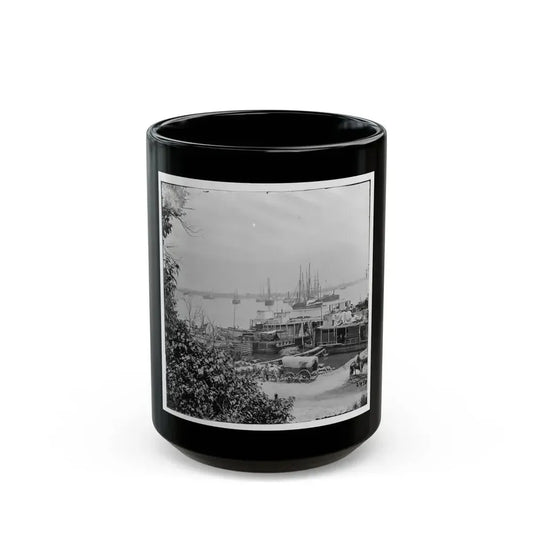City Point, Va. View Of Waterfront With Federal Supply Boats (U.S. Civil War) Black Coffee Mug 15oz - Go Mug Yourself