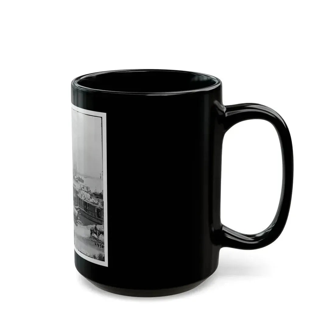 City Point, Va. View Of Waterfront With Federal Supply Boats (U.S. Civil War) Black Coffee Mug - Go Mug Yourself