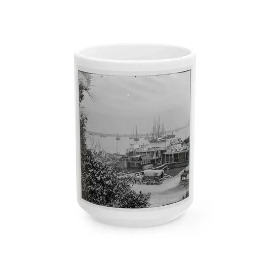 City Point, Va. View Of Waterfront With Federal Supply Boats (U.S. Civil War) White Coffee Mug 15oz - Go Mug Yourself